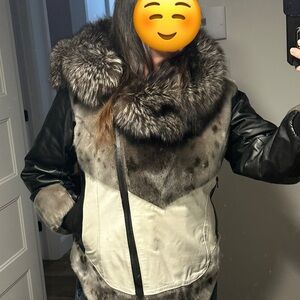 Women's real Fur and Leather Jacket